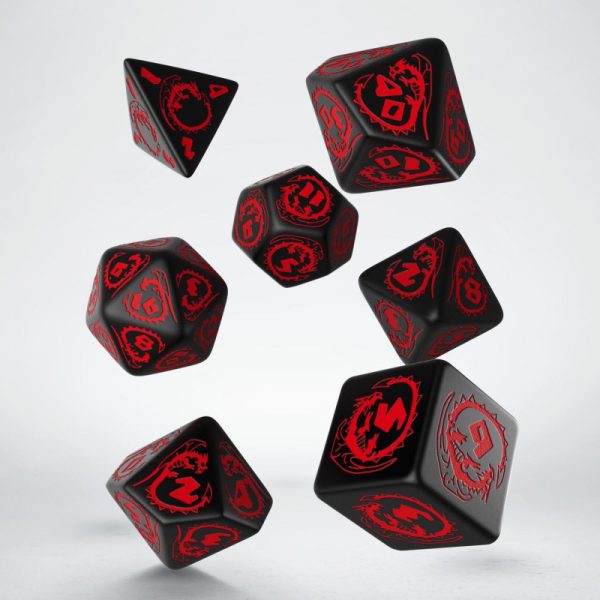 Dragons Black & red Dice Set (7) 2